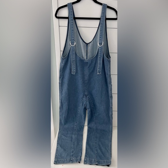 Happily Grey Blue Denim Overalls Jumpsuit (Free People High Roller Style) - Picture 2 of 3